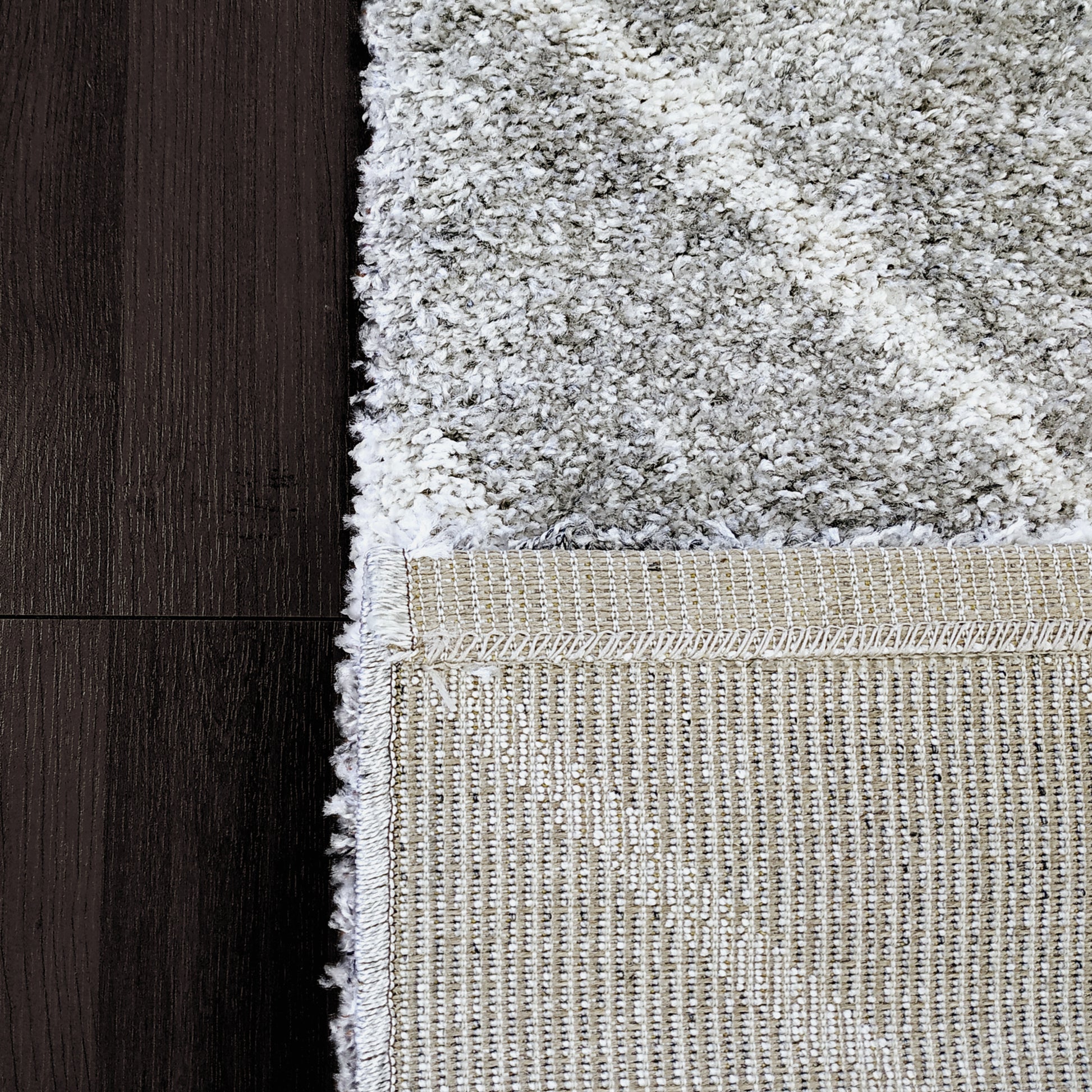 Mehari Contemporary Grey/Ivory Geometric High Pile Rug