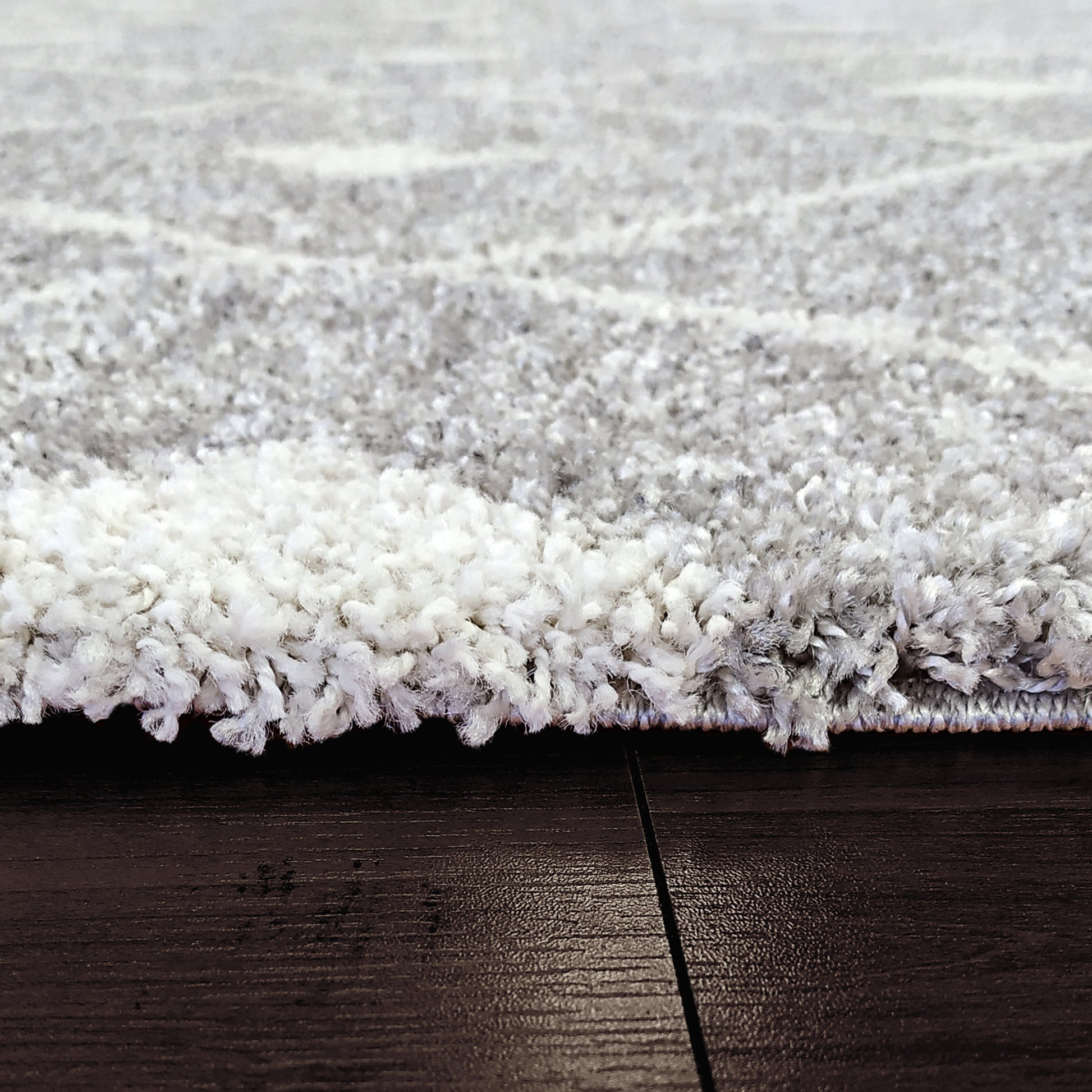 Mehari Contemporary Grey/Ivory Geometric High Pile Rug
