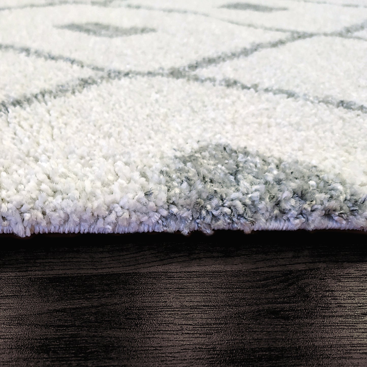 Mehari Contemporary Ivory/Grey Geometric High Pile Rug