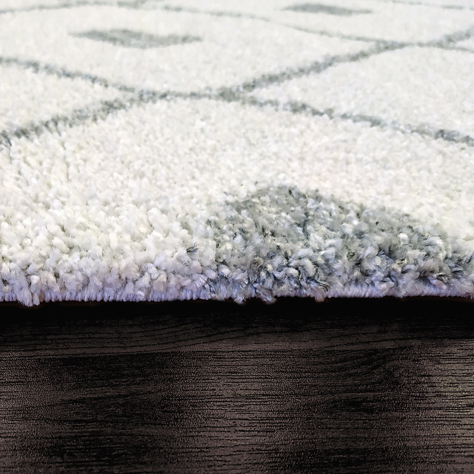 Mehari Contemporary Ivory/Grey Geometric High Pile Rug