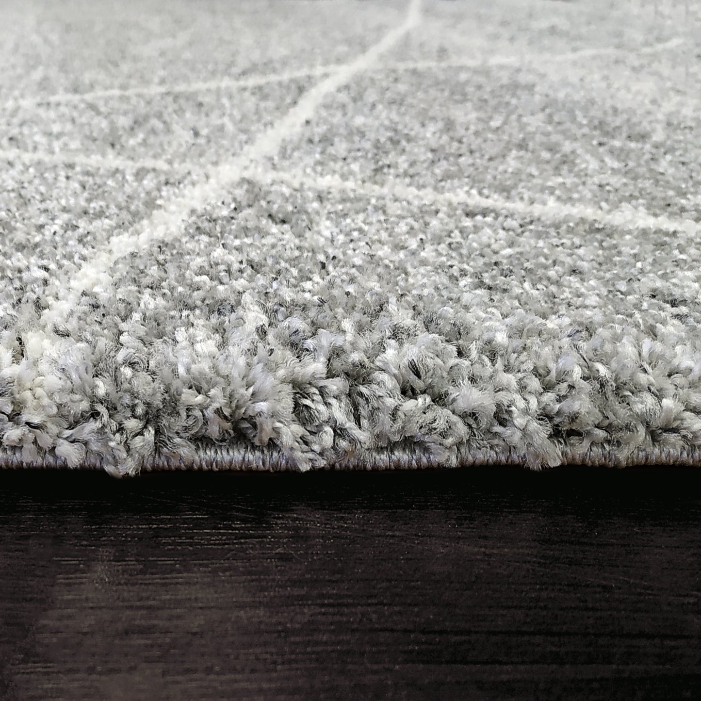 Mehari Contemporary Grey/Ivory Geometric High Pile Rug