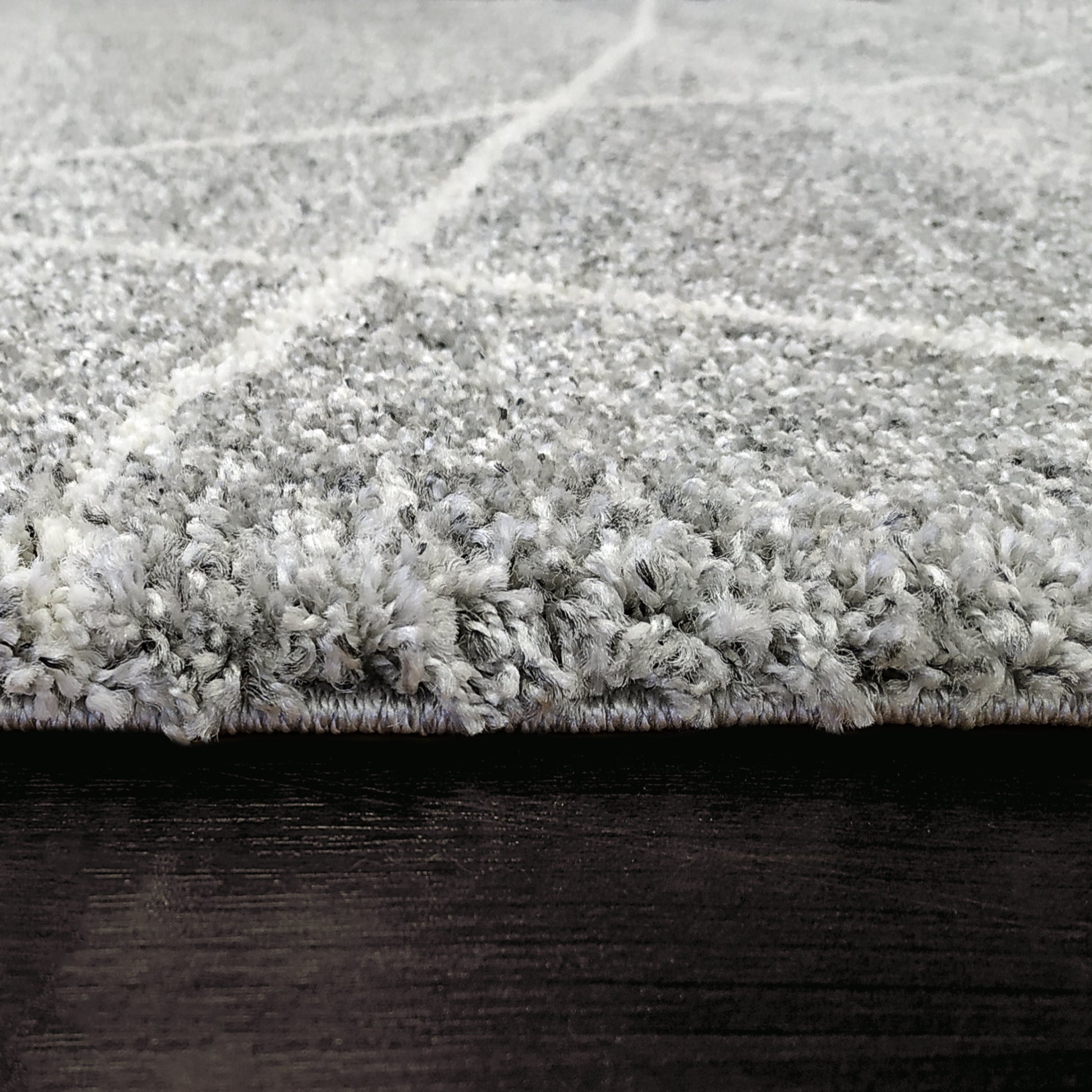Mehari Contemporary Grey/Ivory Geometric High Pile Rug