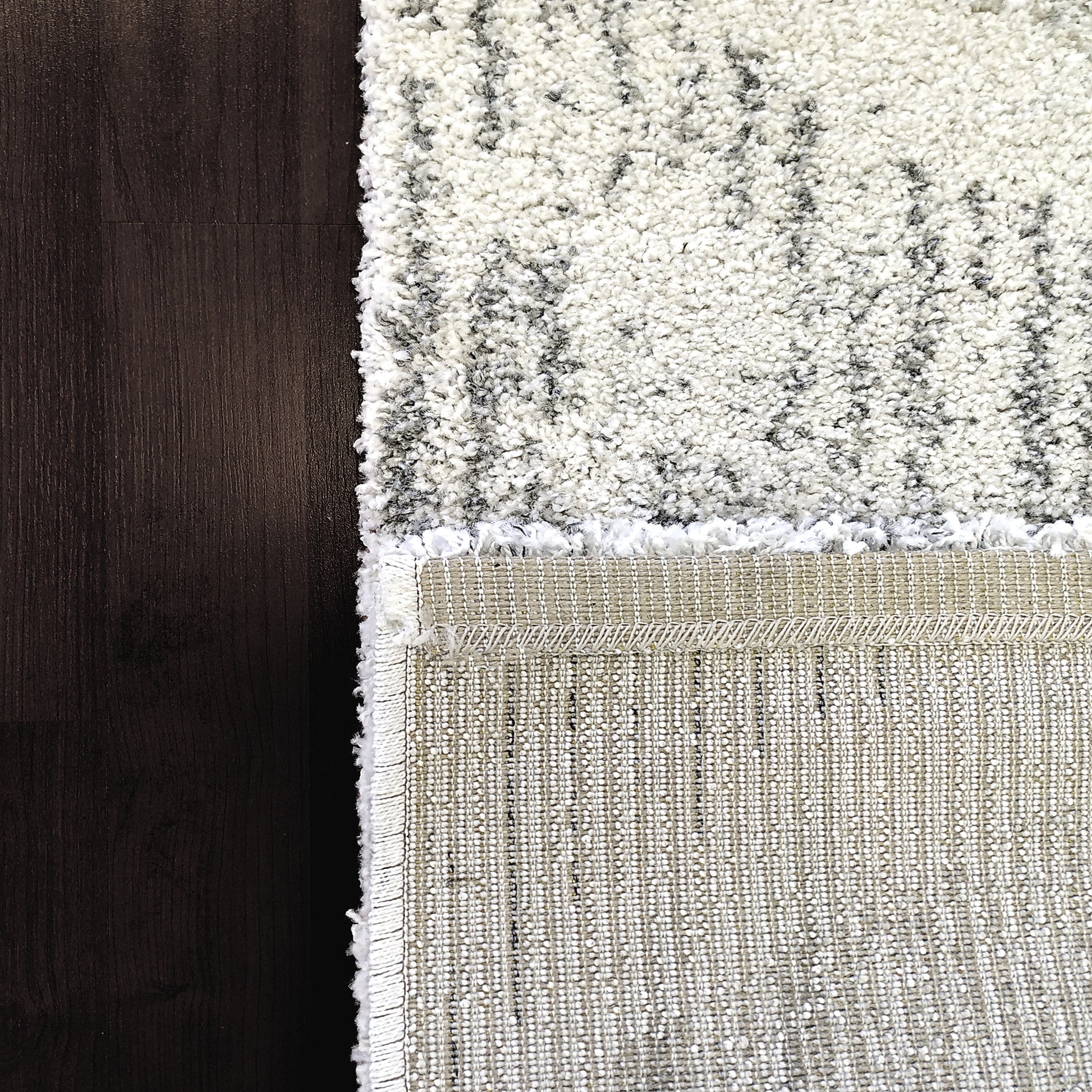 Mehari Contemporary Ivory/Grey/Taupe Geometric High Pile Rug