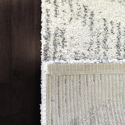 Mehari Contemporary Ivory/Grey/Taupe Geometric High Pile Rug