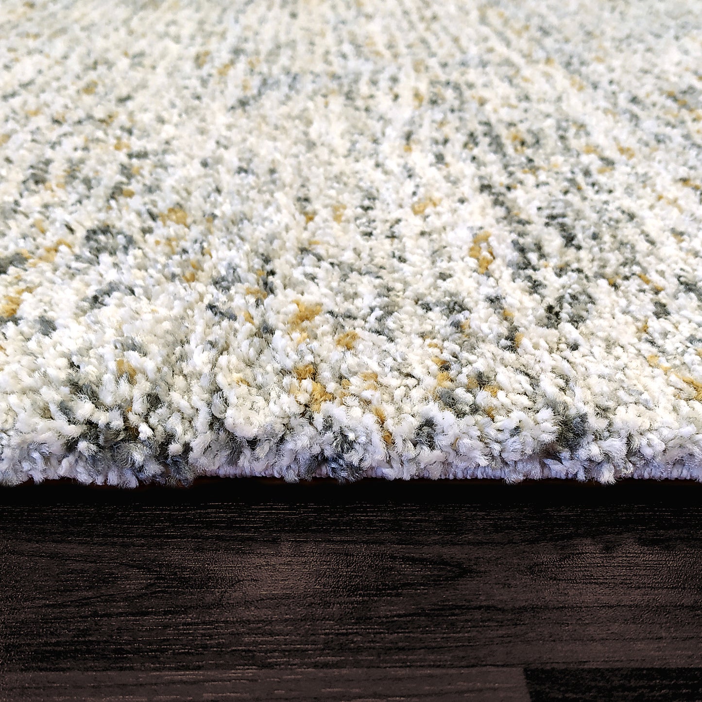 Mehari Contemporary Ivory/Grey/Gold Geometric High Pile Rug
