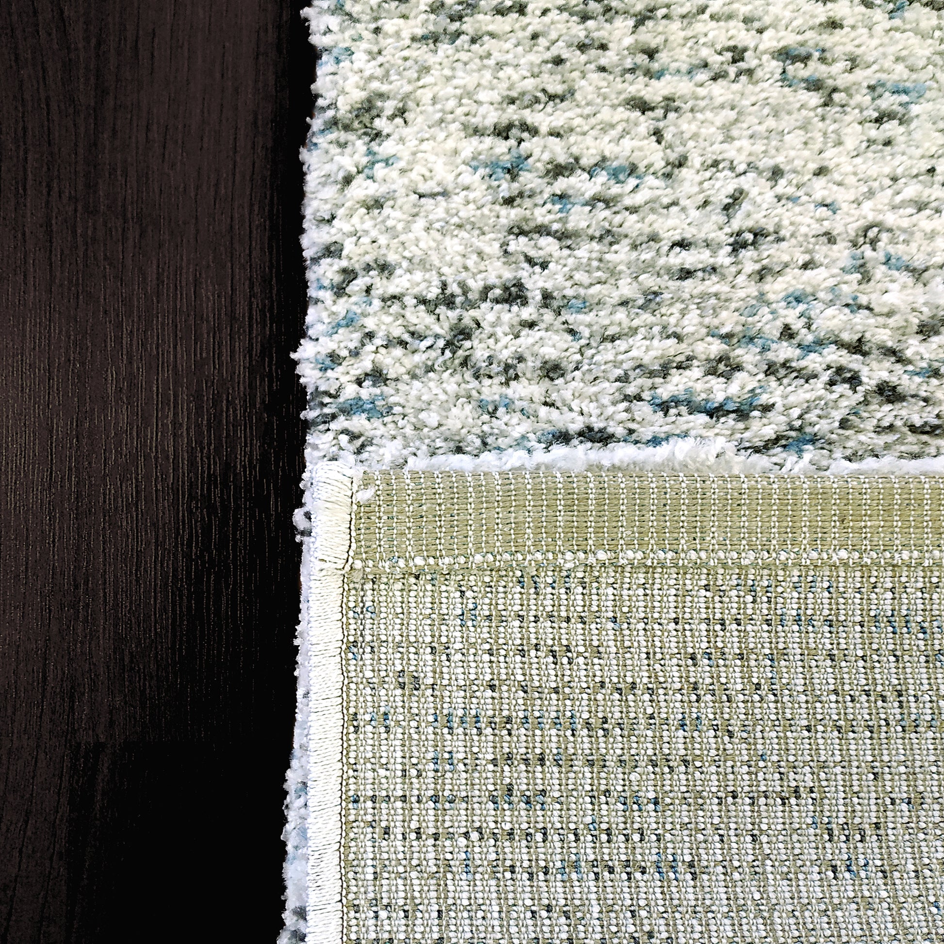 Mehari Contemporary Ivory/Grey/Blue Geometric High Pile Rug