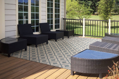 Melissa Modern Grey/Blue Geometric Medium Pile Rug