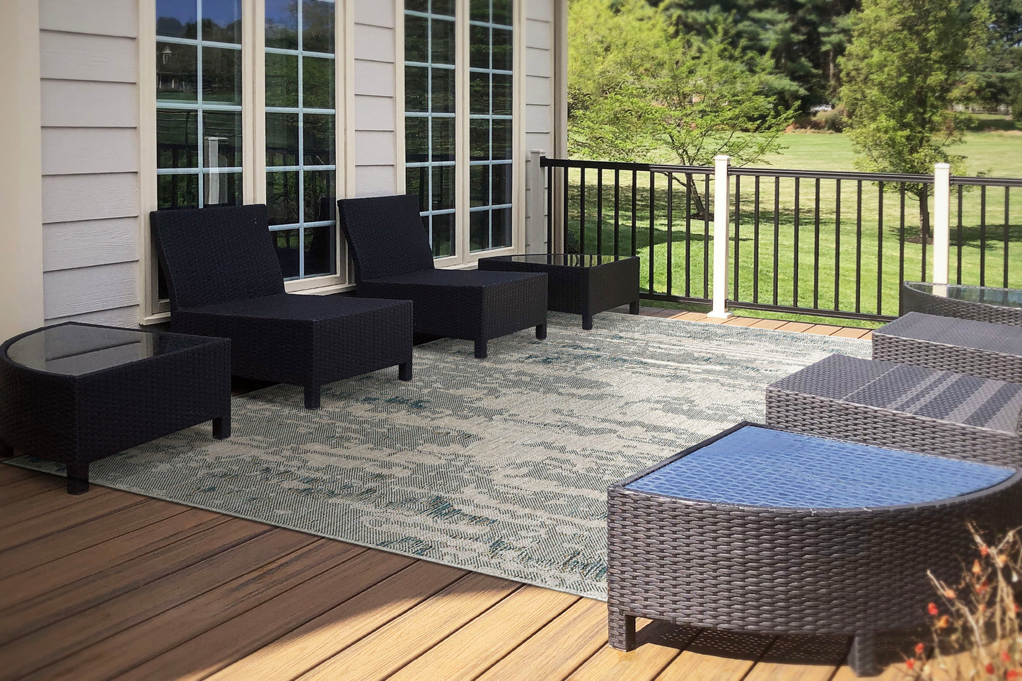 Melissa Modern Grey/Blue Abstract Medium Pile Rug