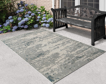 Melissa Modern Grey/Blue Abstract Medium Pile Rug
