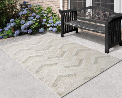 Melissa Modern Beige/Ivory/Grey Geometric Medium Pile Rug