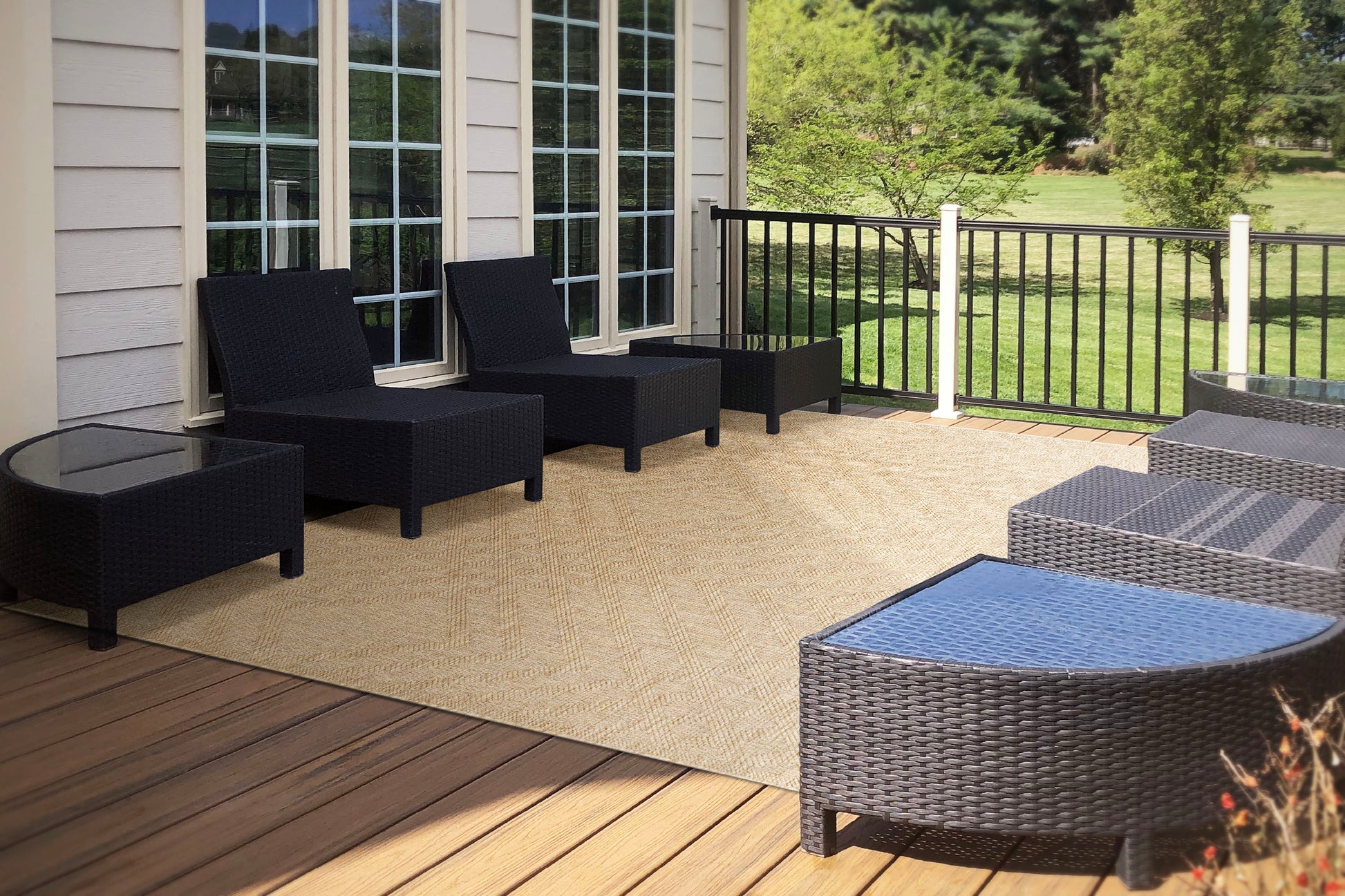 Melissa Modern Beige Geometric Medium Pile Rug