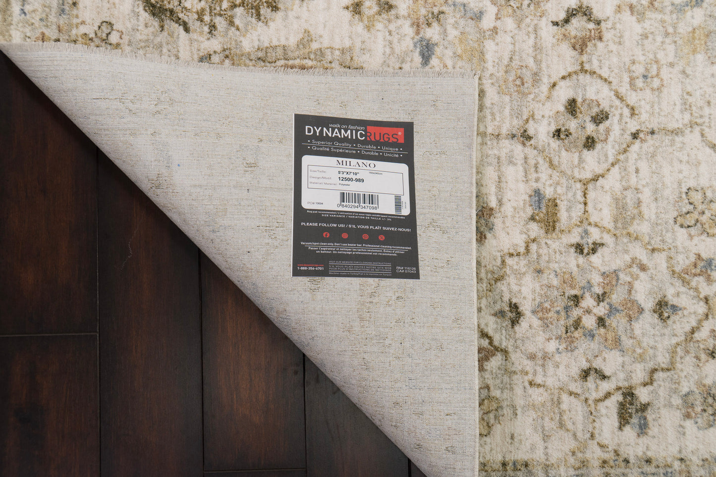 Milano Transitional Grey/Beige/Dark Grey Floral Medium Pile Rug