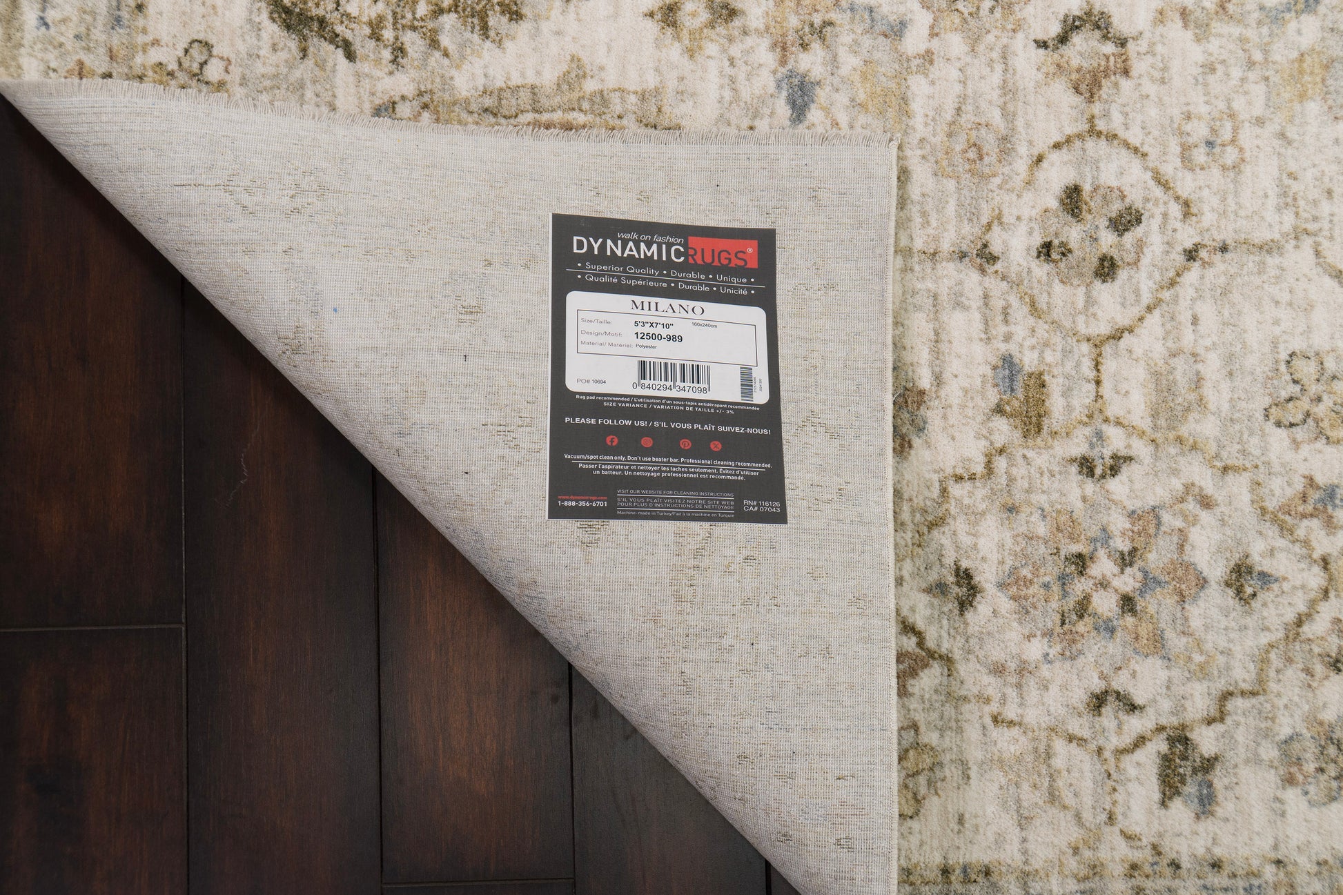 Milano Transitional Grey/Beige/Dark Grey Floral Medium Pile Rug