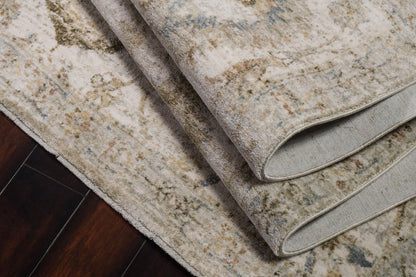 Milano Transitional Grey/Beige/Dark Grey Floral Medium Pile Rug