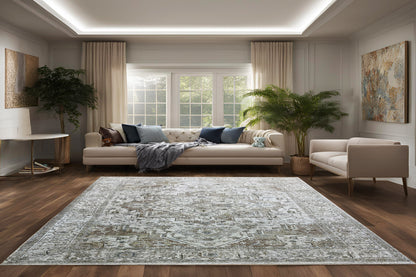 Milano Transitional Grey/Beige Medallion Medium Pile Rug