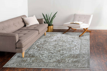 Milano Transitional Grey/Beige Medallion Medium Pile Rug