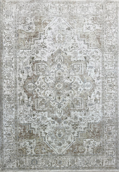 Milano Transitional Grey/Beige Medallion Medium Pile Rug