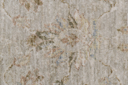 Milano Transitional Grey/Light Grey/Beige Floral Medium Pile Rug