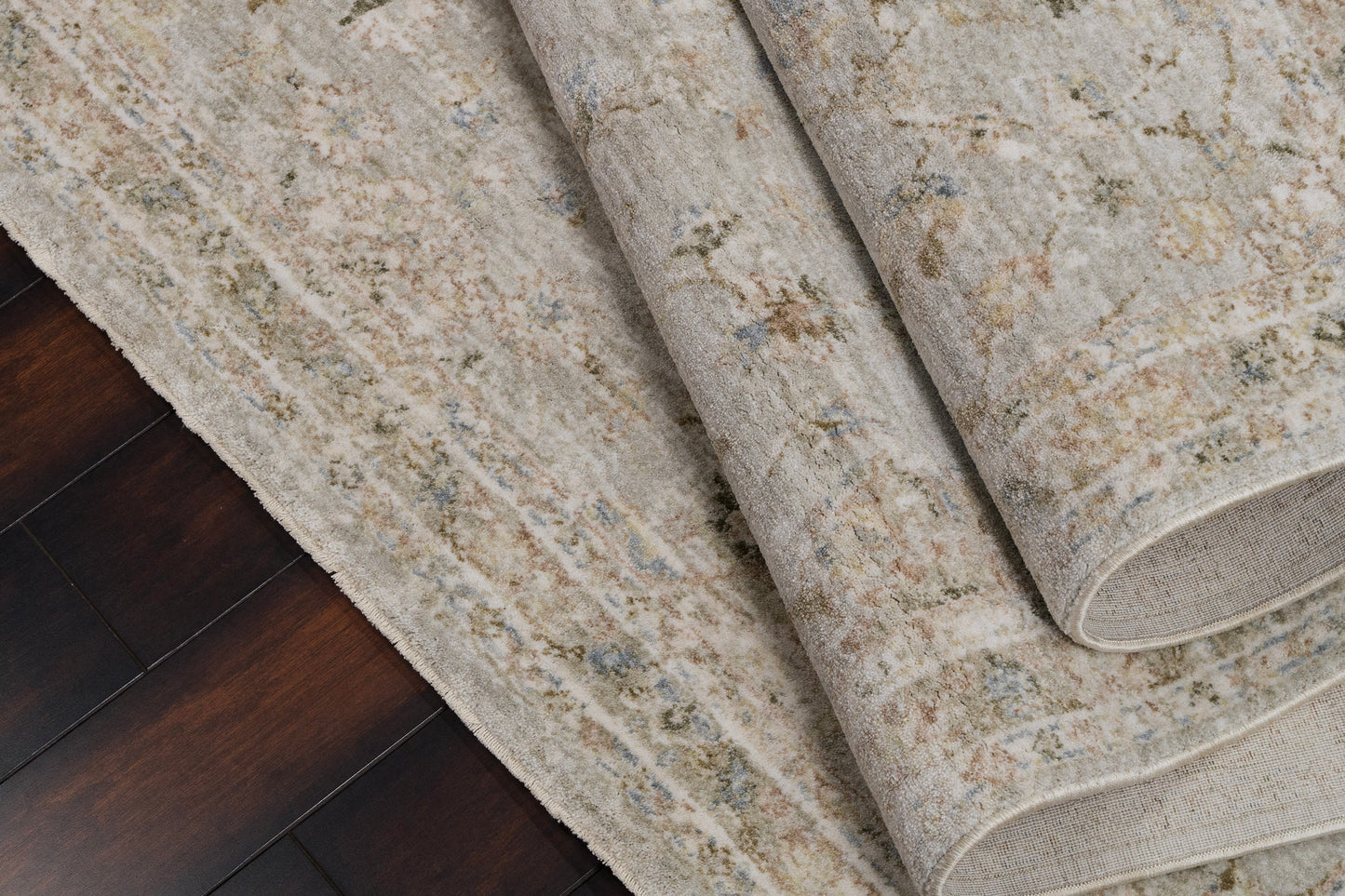 Milano Transitional Grey/Light Grey/Beige Floral Medium Pile Rug