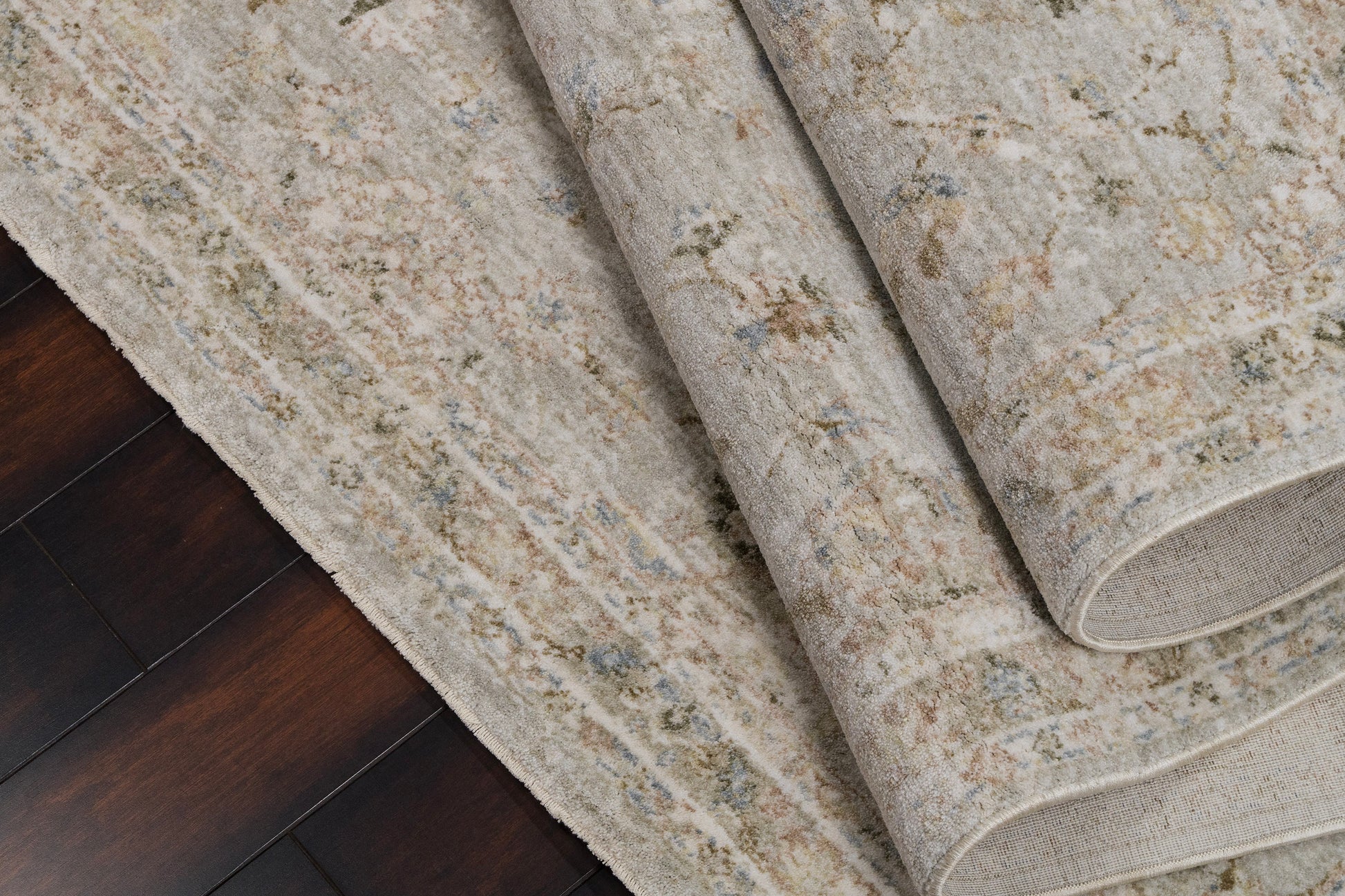 Milano Transitional Grey/Light Grey/Beige Floral Medium Pile Rug