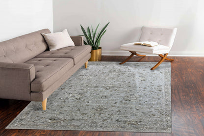 Milano Transitional Grey/Light Grey/Beige Floral Medium Pile Rug