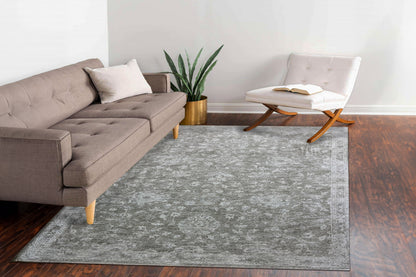 Milano Transitional Light Grey/Beige/Ivory Floral Medium Pile Rug