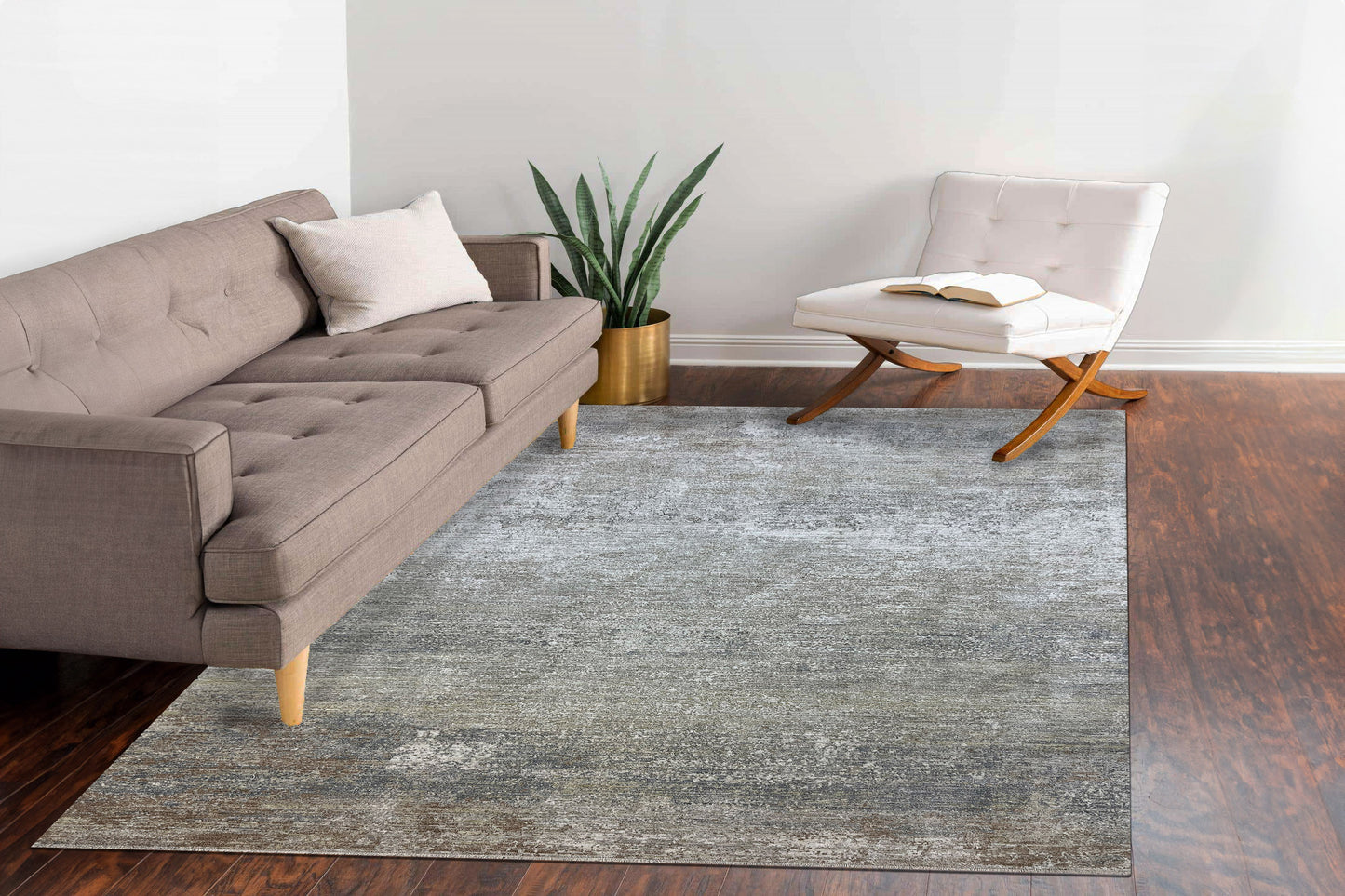 Milano Modern Light Grey/Grey/Beige Abstract Medium Pile Rug