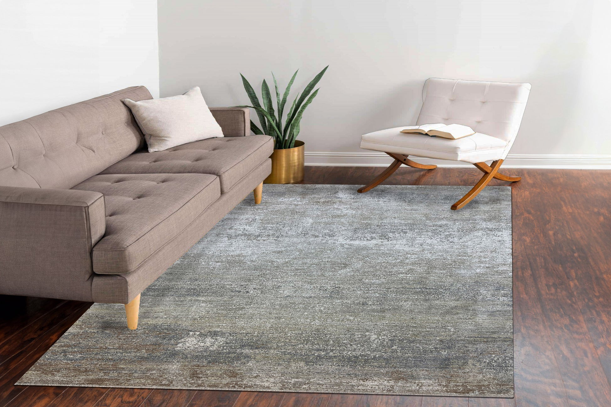 Milano Modern Light Grey/Grey/Beige Abstract Medium Pile Rug