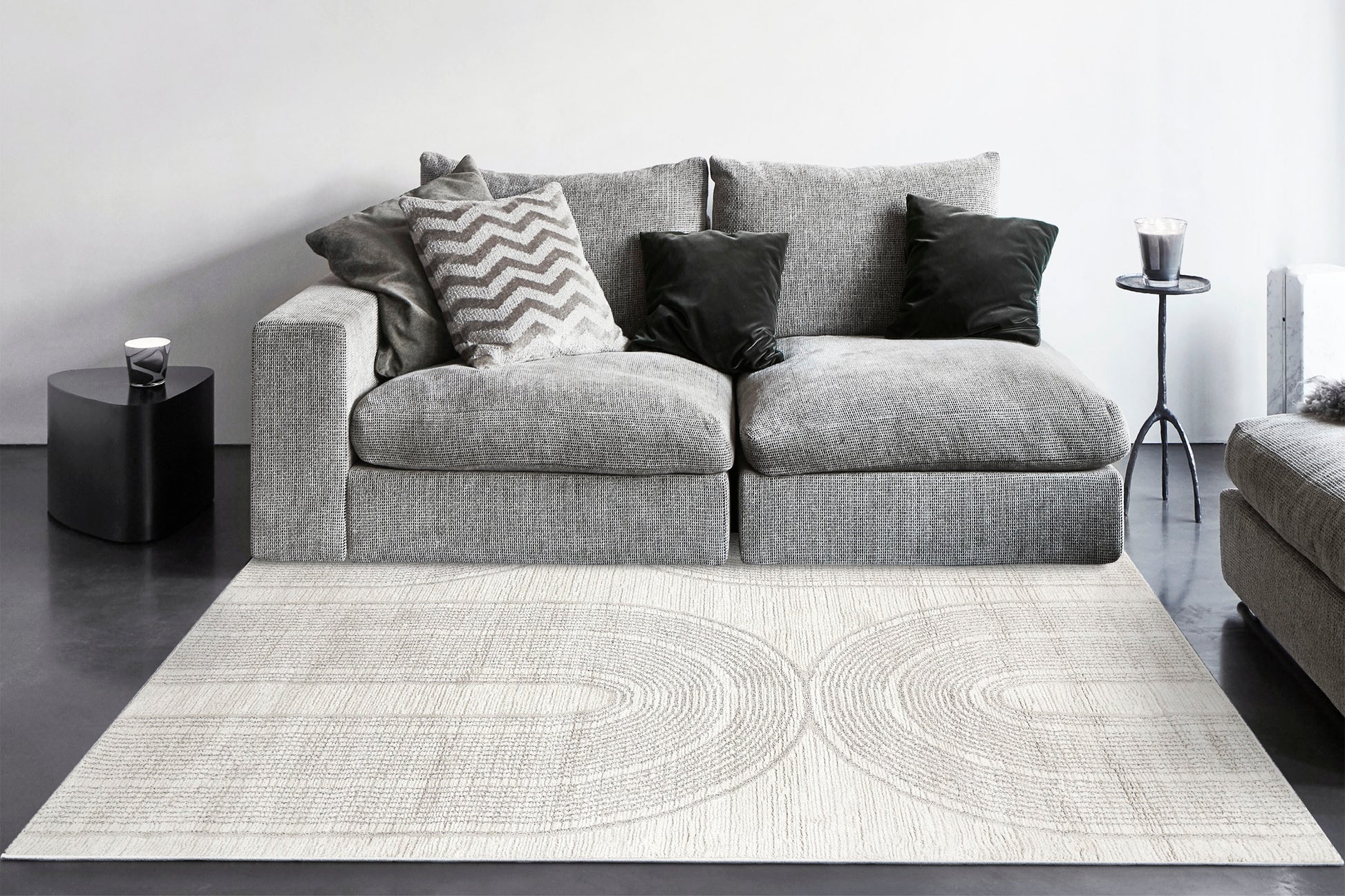 Monroe Modern Beige/Grey Geometric Medium Pile Rug