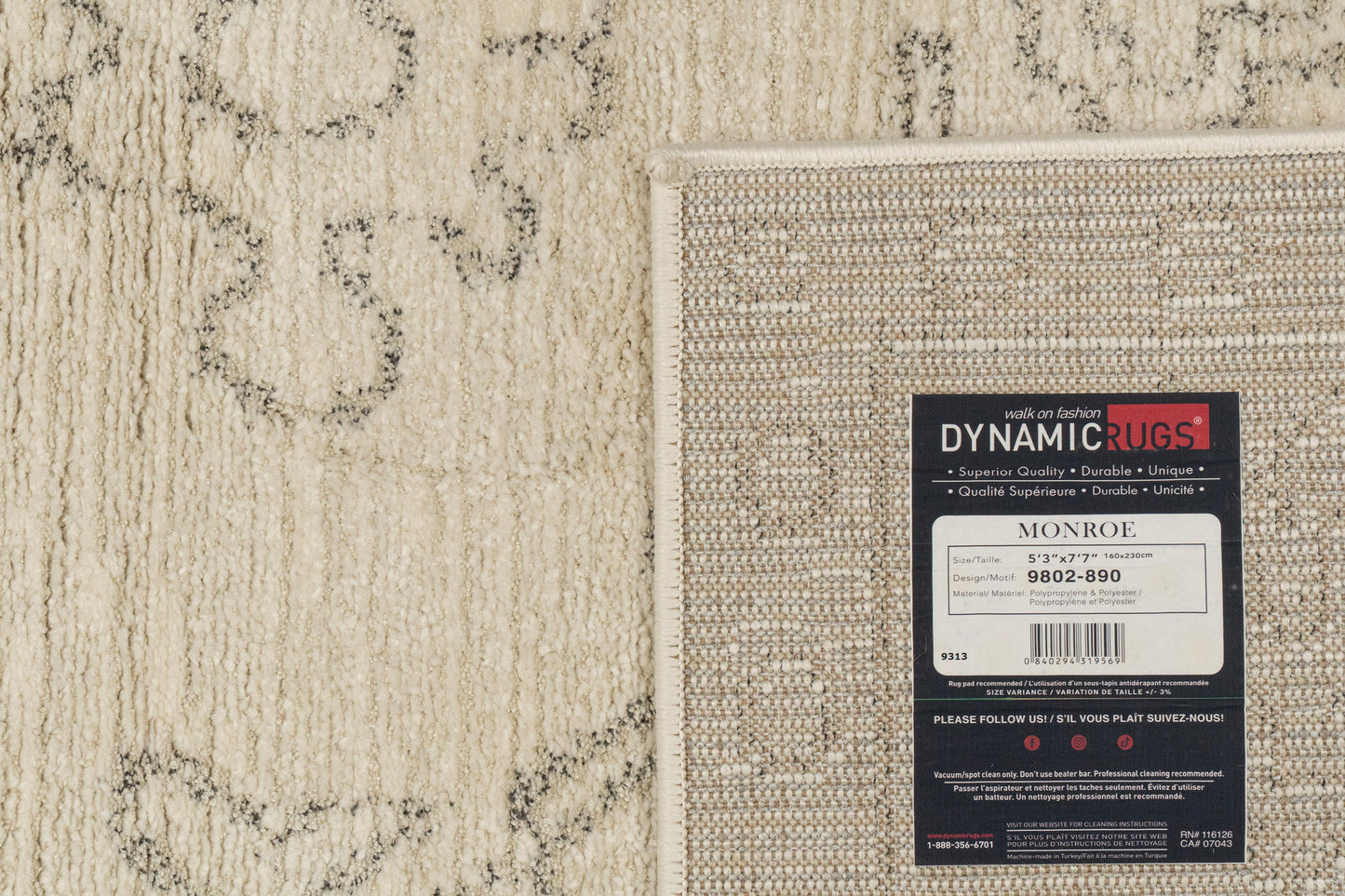 Monroe Modern Beige/Grey Oriental Medium Pile Rug