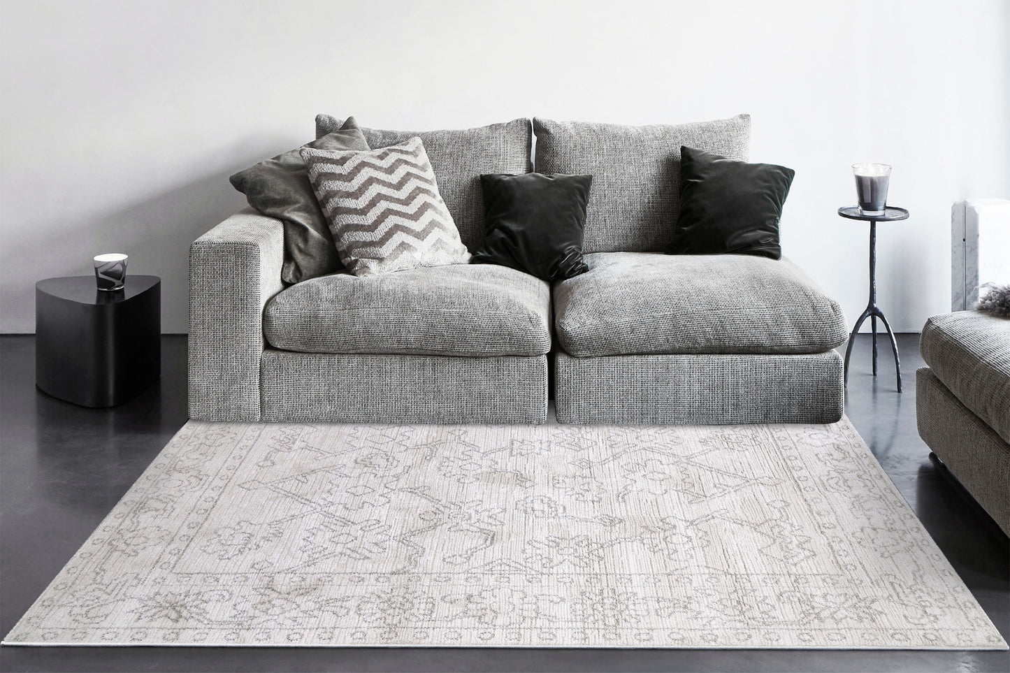 Monroe Modern Beige/Grey Oriental Medium Pile Rug