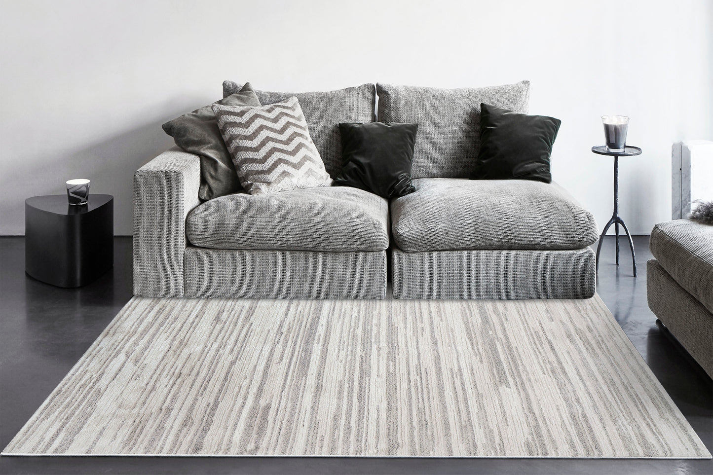 Monroe Modern Beige/Grey/Multi Abstract Medium Pile Rug