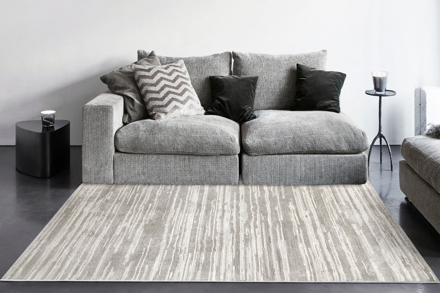 Monroe Modern Grey/Beige Abstract Medium Pile Rug