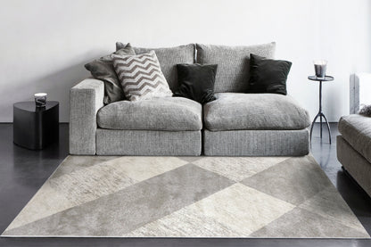 Monroe Modern Ivory/Grey Geometric Medium Pile Rug