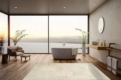 Monroe Modern Ivory/Grey Geometric Medium Pile Rug