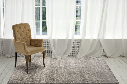 Mysterio Transitional Silver Medallion/Damask High Pile Rug