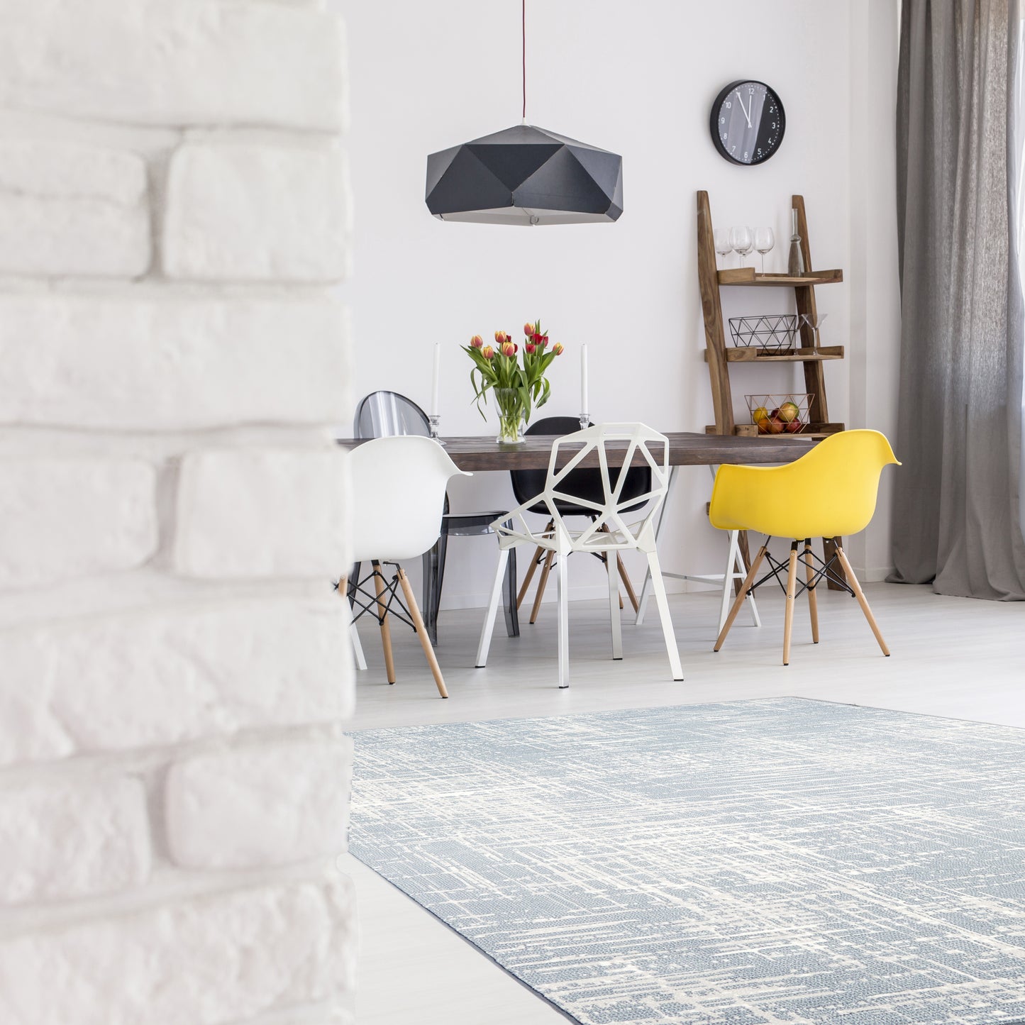 Mysterio Contemporary Blue Abstract High Pile Rug