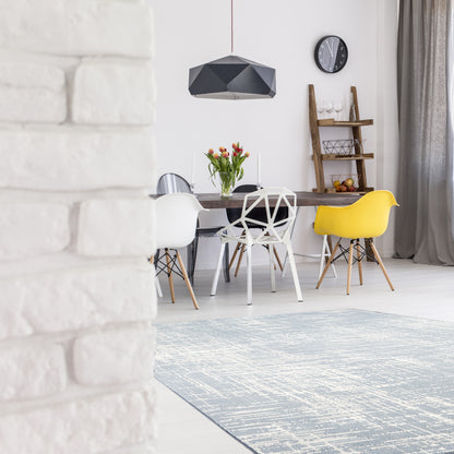 Mysterio Contemporary Blue Abstract High Pile Rug