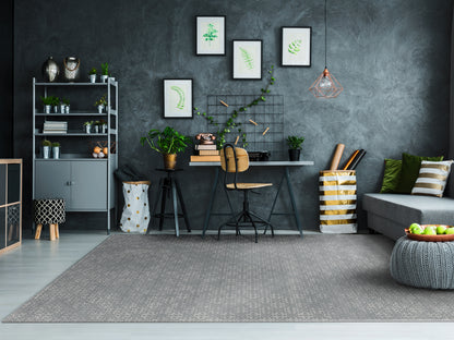 Mysterio Contemporary Dark Grey Geometric High Pile Rug