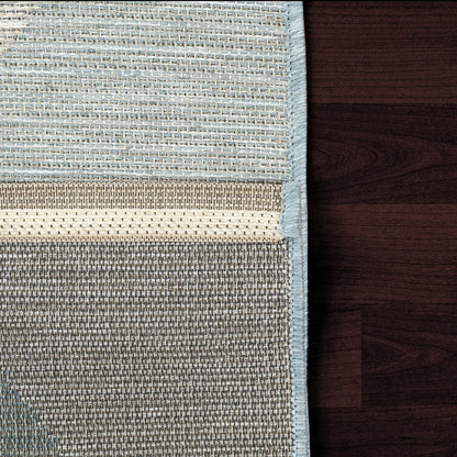 Newport Contemporary Blue/Ivory Indoor/Outdoor No Pile Rug