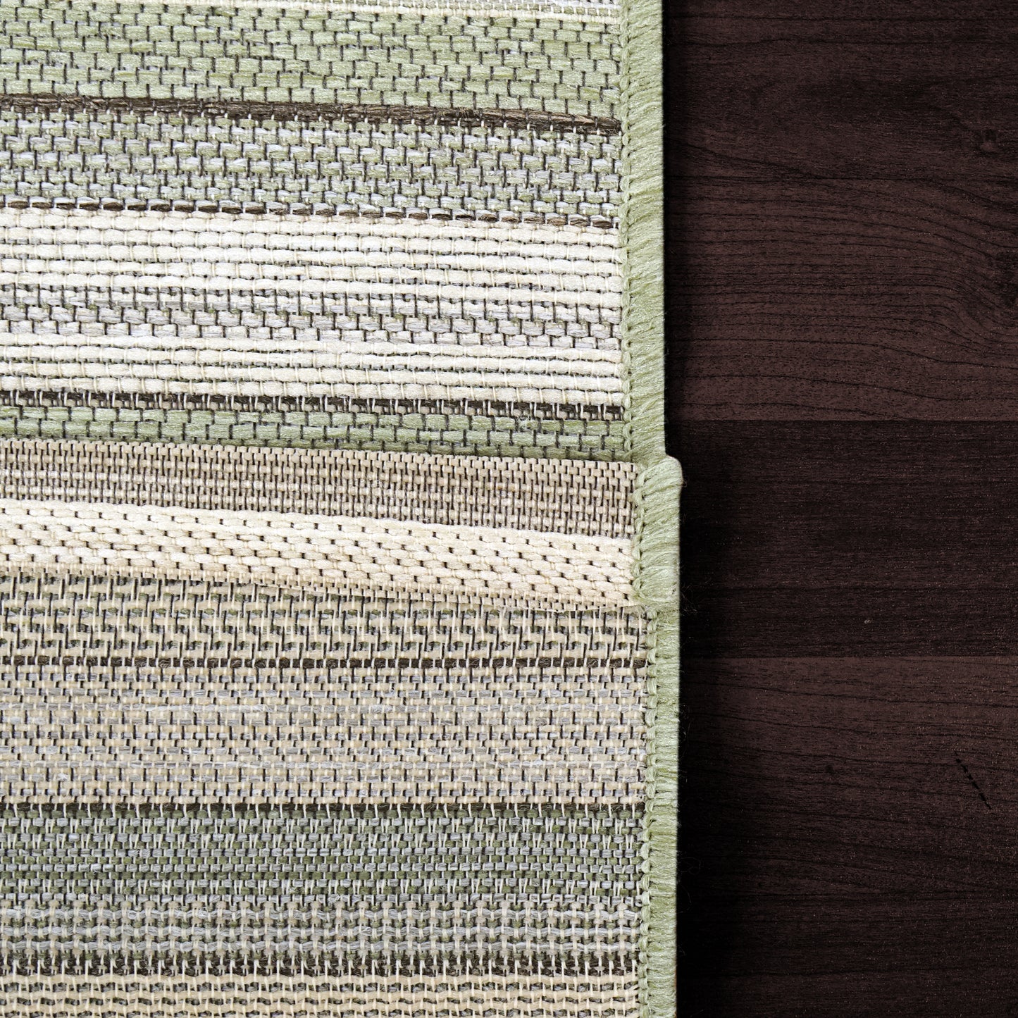 Newport Contemporary Green/Ivory Indoor/Outdoor No Pile Rug