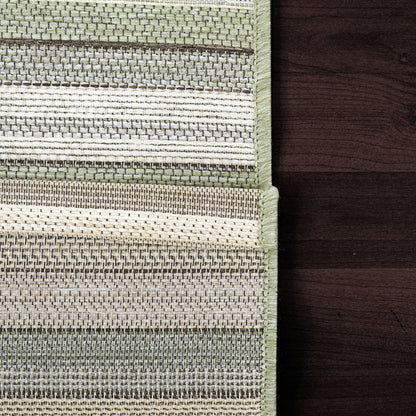 Newport Contemporary Green/Ivory Indoor/Outdoor No Pile Rug