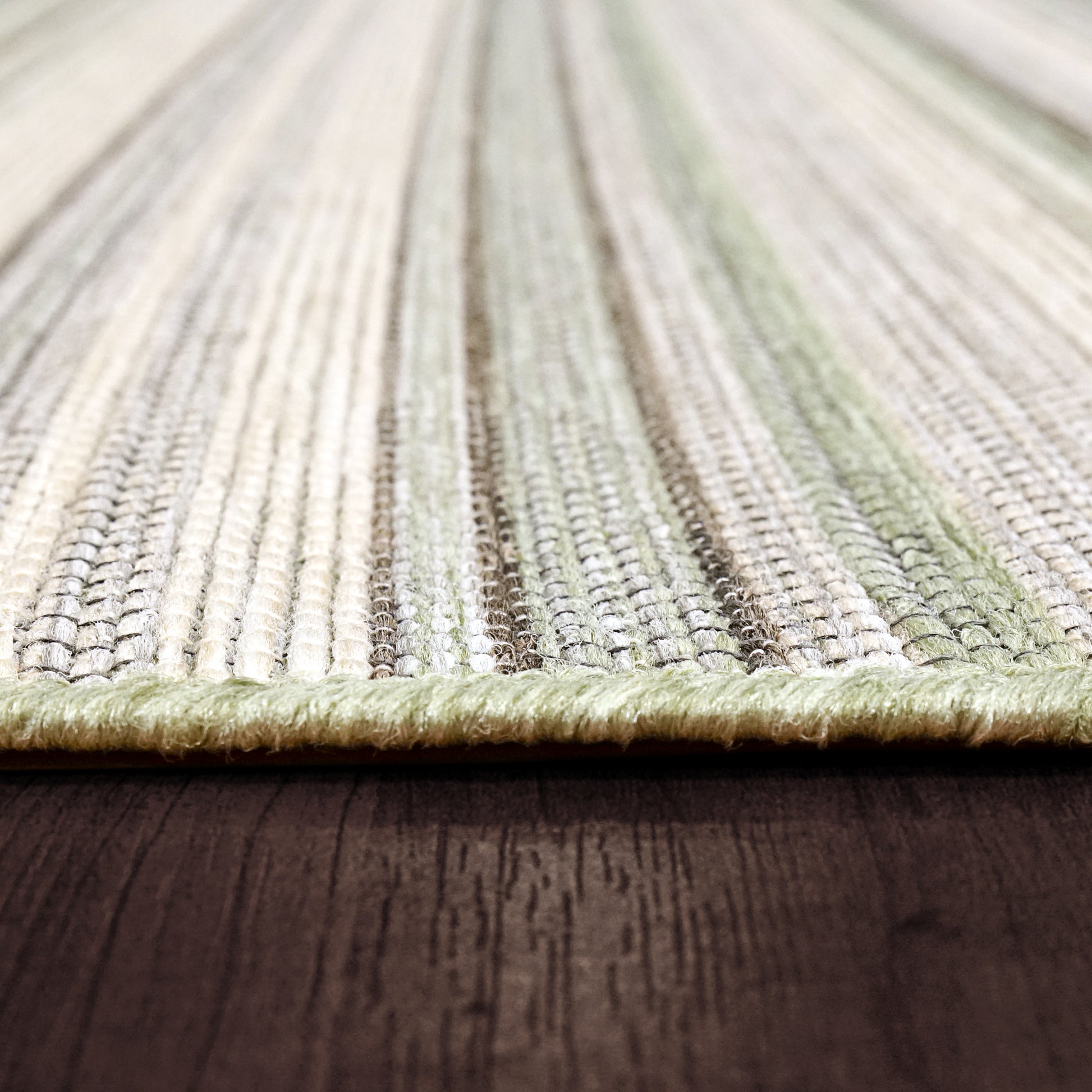 Newport Contemporary Green/Ivory Indoor/Outdoor No Pile Rug