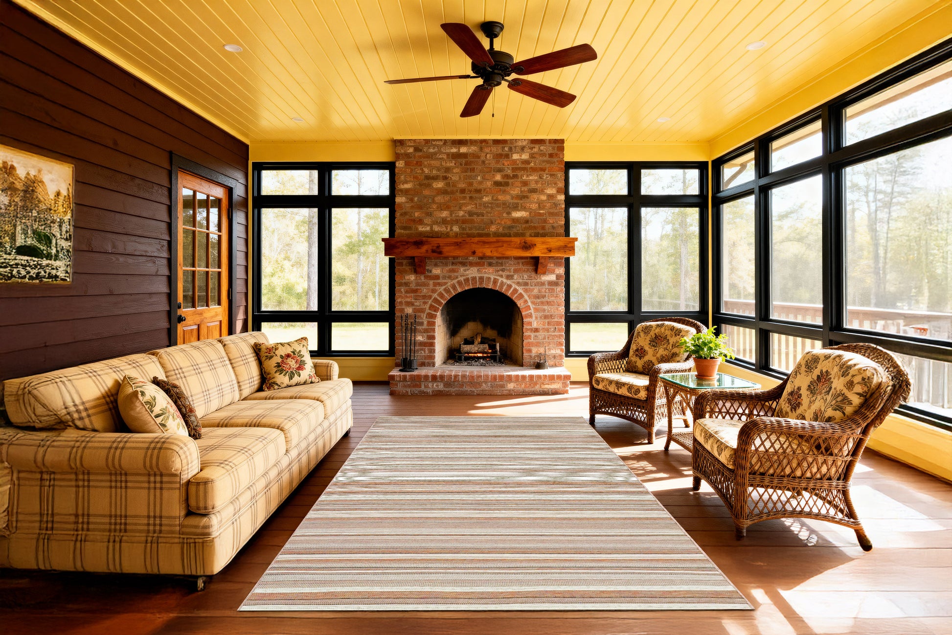 Newport Contemporary Blush/Ivory Indoor/Outdoor No Pile Rug