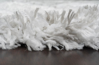 Nordic Contemporary White/Silver Aztec High Pile Rug