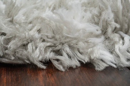 Nordic Contemporary Silver/White Aztec High Pile Rug