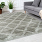 Nordic Contemporary Silver/White Aztec High Pile Rug