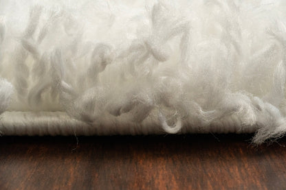 Nordic Contemporary White/Silver Aztec High Pile Rug