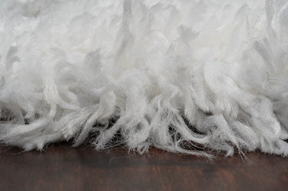 Nordic Contemporary White/Silver Aztec High Pile Rug
