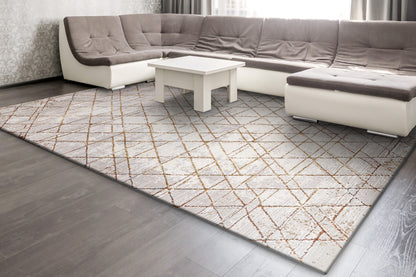 Obsession Modern Beige/Cream Geometric Medium Pile Rug